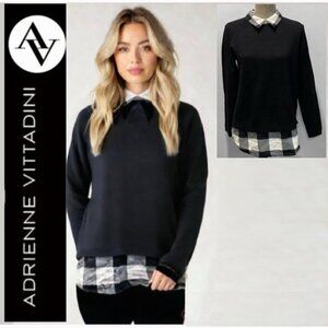 Adrienne Vittadini Black & White Sweater Size Medium
